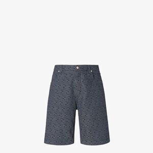 FENDI FF Jacquard Denim Shorts Men BLUE Pants